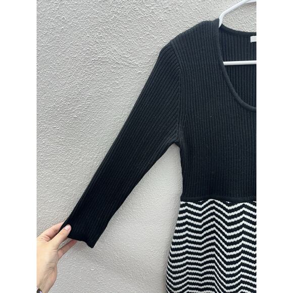 Studio One Womens Dress Size Medium Black Chevron Knit - Picture 2 of 12